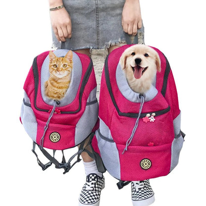 Outdoor Pet Dog Carrier Bag Portable Travel Backpack Front Bag Double Shoulder Mesh Backpack Head Carrying Bags For Cat - Furbury