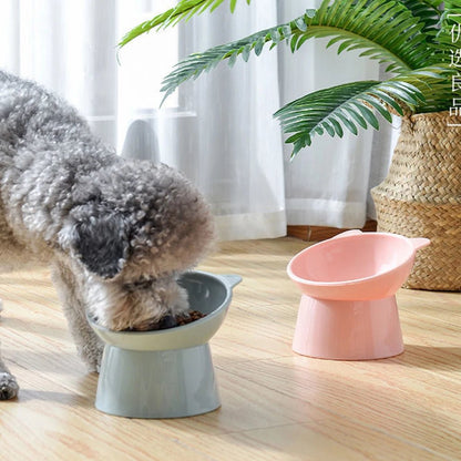 Pet Cat Dog Bowl High Foot Dog Bowl Neck Protector Cat Pet Food Water Bowl Anti - Overturning Binaural Washable Pet Feeding Bowl - Furbury