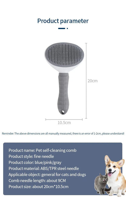 Pet Cat Hair Brush Dog Comb Grooming And Care Cat Brush Stainless Steel Comb For Long Hair Dog Cleaning Pets Cat Dog Accessories - Furbury