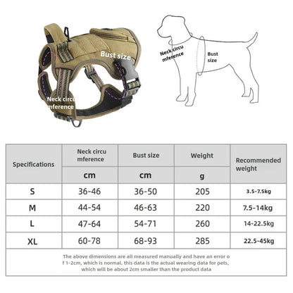 Pet Chest Strap Dog Tactical Chest Back Outdoor Medium Large Dog Vest Explosion proof Punching Traction Rope - Furbury