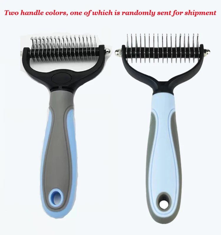 Pet Deshedding Brush Brush - Double - Sided Undercoat Rake Pet Hair Removal Comb Cat Dog Brush Pet Hair Grooming Tool Puppy - Furbury