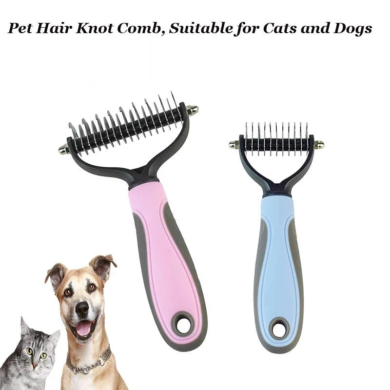 Pet Deshedding Brush Brush - Double - Sided Undercoat Rake Pet Hair Removal Comb Cat Dog Brush Pet Hair Grooming Tool Puppy - Furbury