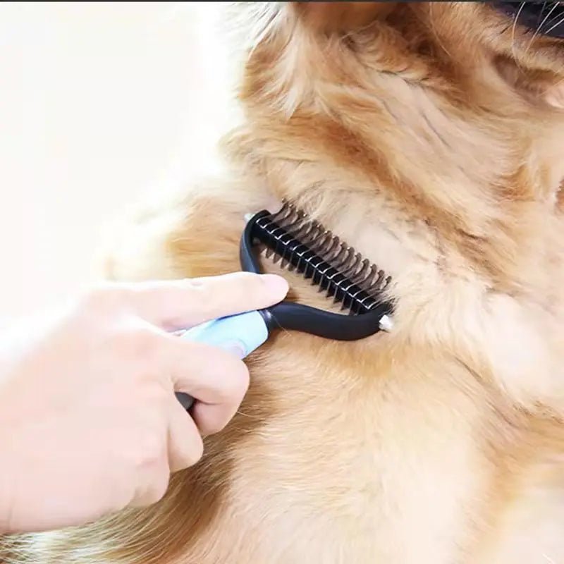 Pet Deshedding Brush Brush - Double - Sided Undercoat Rake Pet Hair Removal Comb Cat Dog Brush Pet Hair Grooming Tool Puppy - Furbury