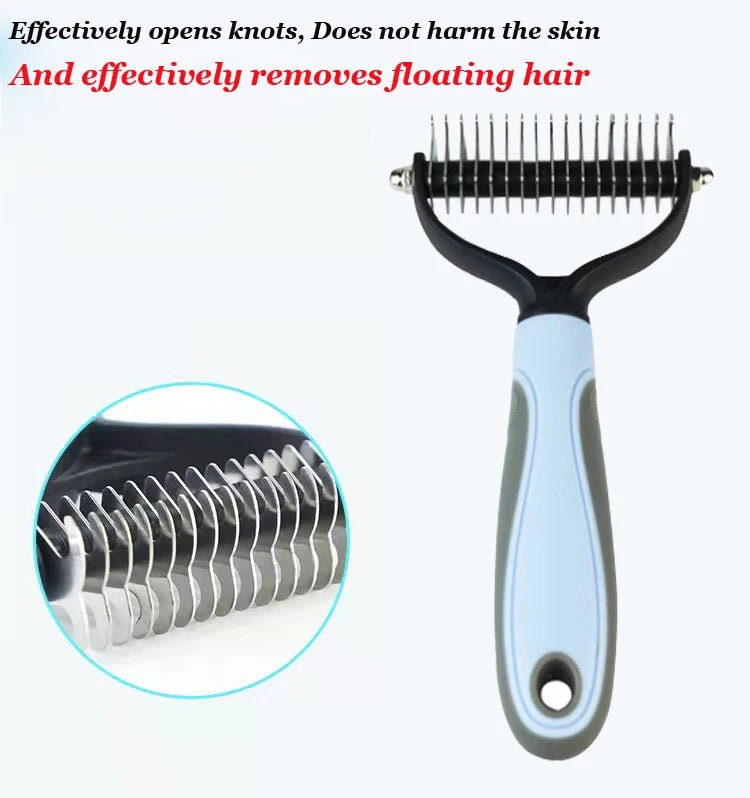 Pet Deshedding Brush Brush - Double - Sided Undercoat Rake Pet Hair Removal Comb Cat Dog Brush Pet Hair Grooming Tool Puppy - Furbury