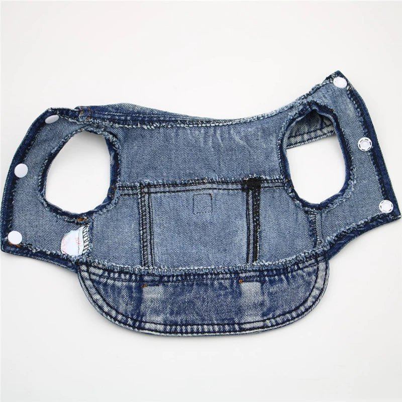 Pet Dog Denim Jacket Dark Wash Sleeveless Towable Jeans Vest Coat for Small Medium Dogs Cat Puppy Spring/Autumn Clothes Apparel - Furbury