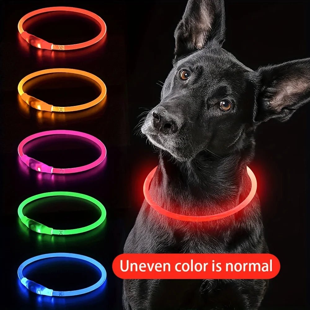 Pet Dog LED Light Collar Luminous Anti - Lost Dog Collar USB Rechargeable Dog Necklace Collar - Furbury