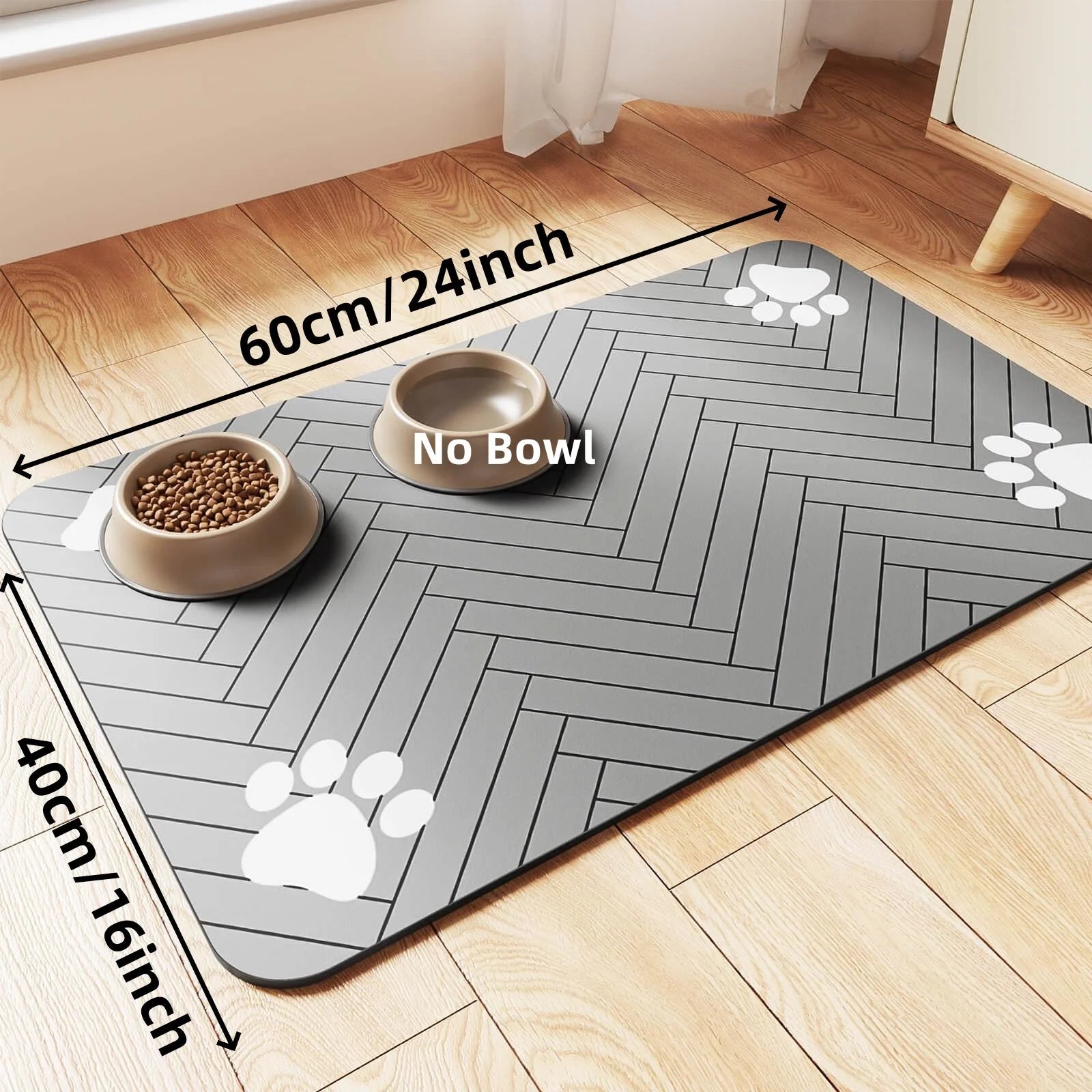 Pet Feeding Mat - Absorbent Pet Placemat for Food and Water Bowl, with Waterproof Rubber Backing, Quick Dry Water Mat for Dog Cat - Furbury