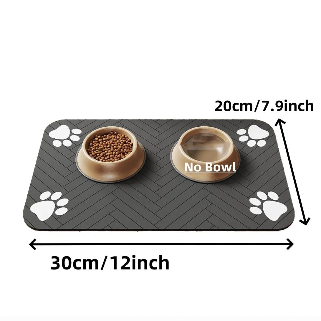 Pet Feeding Mat - Absorbent Pet Placemat for Food and Water Bowl, with Waterproof Rubber Backing, Quick Dry Water Mat for Dog Cat - Furbury