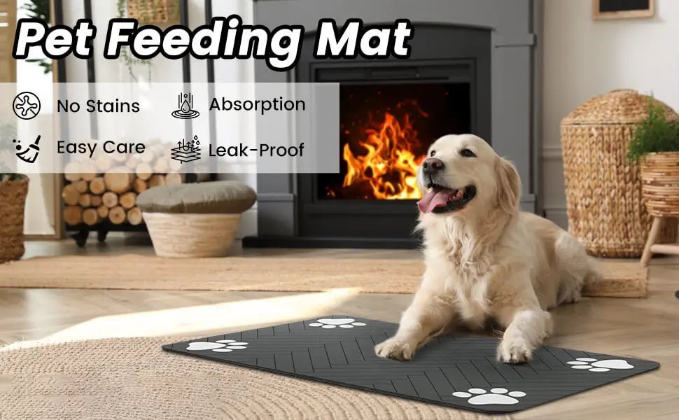 Pet Feeding Mat - Absorbent Pet Placemat for Food and Water Bowl, with Waterproof Rubber Backing, Quick Dry Water Mat for Dog Cat - Furbury