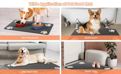 Pet Feeding Mat - Absorbent Pet Placemat for Food and Water Bowl, with Waterproof Rubber Backing, Quick Dry Water Mat for Dog Cat - Furbury