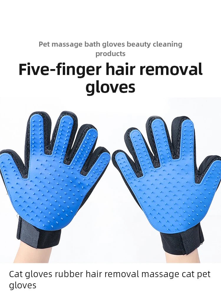 Pet Hair Remover Gloves Cat Dog Massage Bathing Cleaning Grooming Supplies Silicone Hair Sticking Removal Brush - Furbury