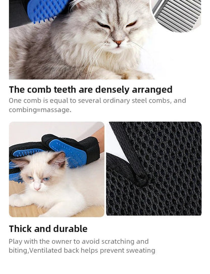 Pet Hair Remover Gloves Cat Dog Massage Bathing Cleaning Grooming Supplies Silicone Hair Sticking Removal Brush - Furbury