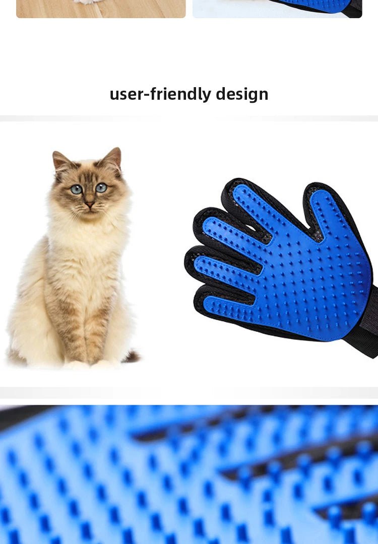 Pet Hair Remover Gloves Cat Dog Massage Bathing Cleaning Grooming Supplies Silicone Hair Sticking Removal Brush - Furbury