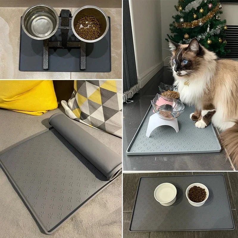 Pet Placemat Cat Dog Drinking Feeding Placemat Feeder Mats Cat Feed Mat Dog Food bowl Mat Silicone Waterproof Pet Bowl Pad - Furbury