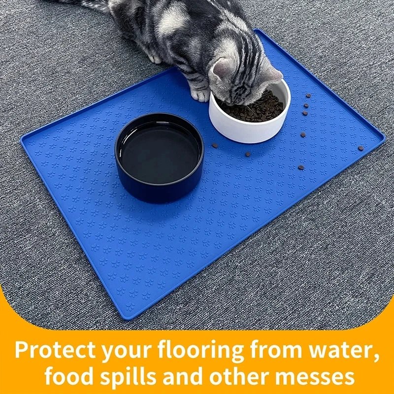 Pet Placemat Cat Dog Drinking Feeding Placemat Feeder Mats Cat Feed Mat Dog Food bowl Mat Silicone Waterproof Pet Bowl Pad - Furbury