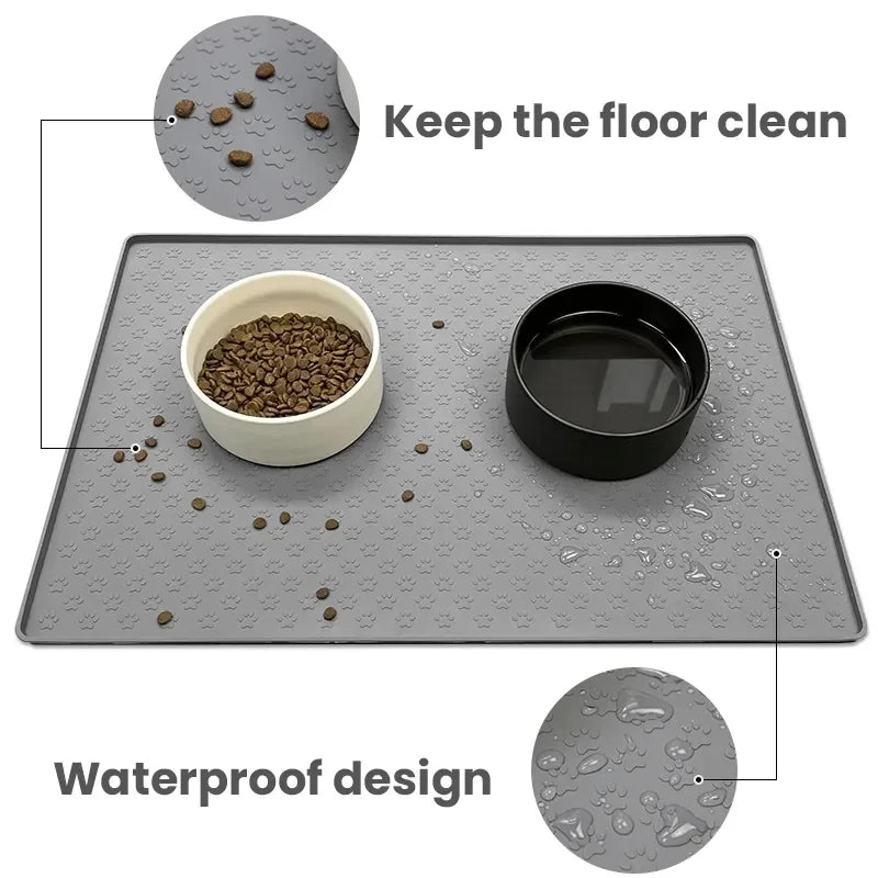 Pet Placemat Cat Dog Drinking Feeding Placemat Feeder Mats Cat Feed Mat Dog Food bowl Mat Silicone Waterproof Pet Bowl Pad - Furbury