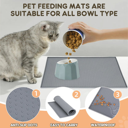 Pet Placemat Nonspill Easy to Clean Foldable Cat and Dog Feeding Mat Silicone Non - slip Waterproof Pet Mat - Furbury