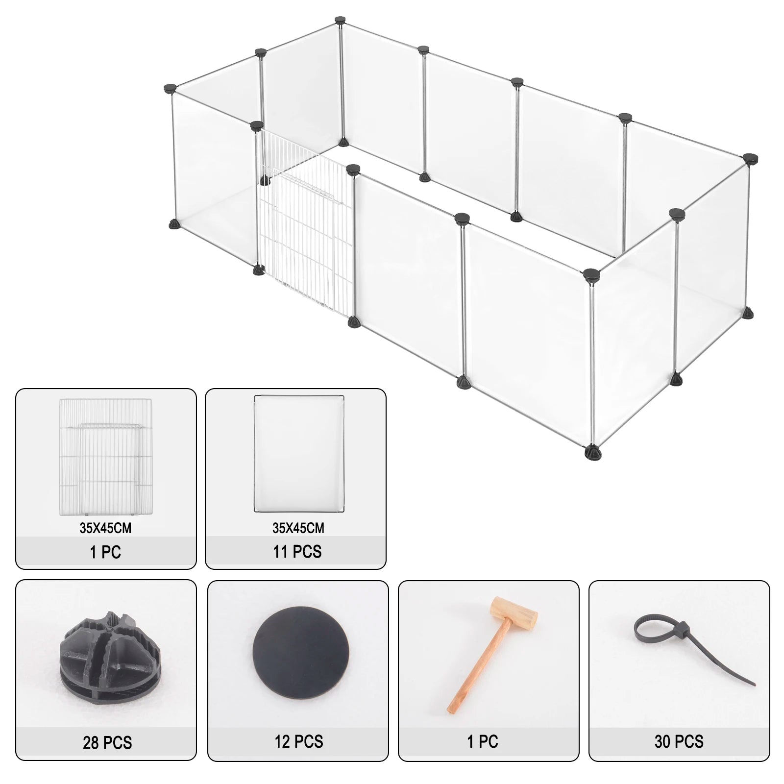 Pet Playpen DIY Metal Wire Exercise Modular Enclosure Pet Run with Door Small Animals Cage for Guinea Pig Rabbit Gerbil Hedgehog - Furbury