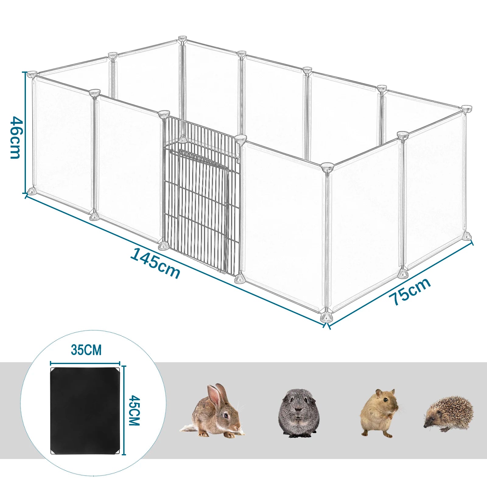 Pet Playpen DIY Metal Wire Exercise Modular Enclosure Pet Run with Door Small Animals Cage for Guinea Pig Rabbit Gerbil Hedgehog - Furbury