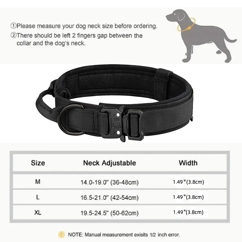 Pet Products Outdoor Tactical Dog Collar Metal Buckle Breathability Nylon Collar Medium and Large Dog Training Neck Collar Dog - Furbury