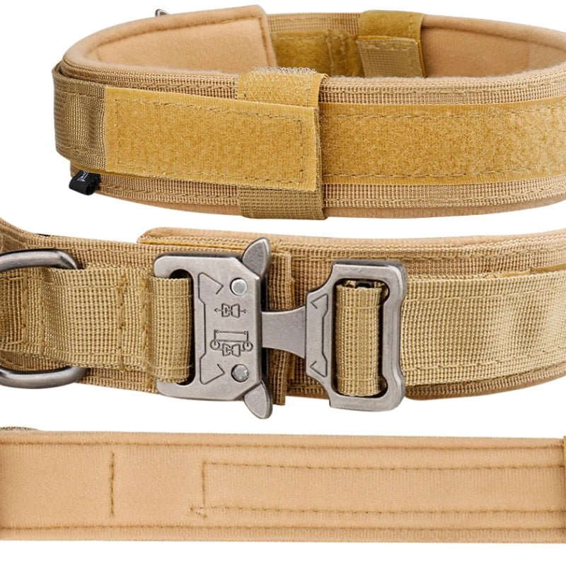 Pet Products Outdoor Tactical Dog Collar Metal Buckle Breathability Nylon Collar Medium and Large Dog Training Neck Collar Dog - Furbury