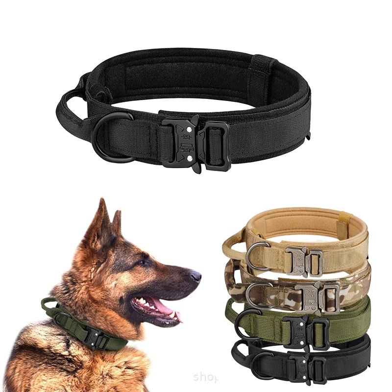 Pet Products Outdoor Tactical Dog Collar Metal Buckle Breathability Nylon Collar Medium and Large Dog Training Neck Collar Dog - Furbury