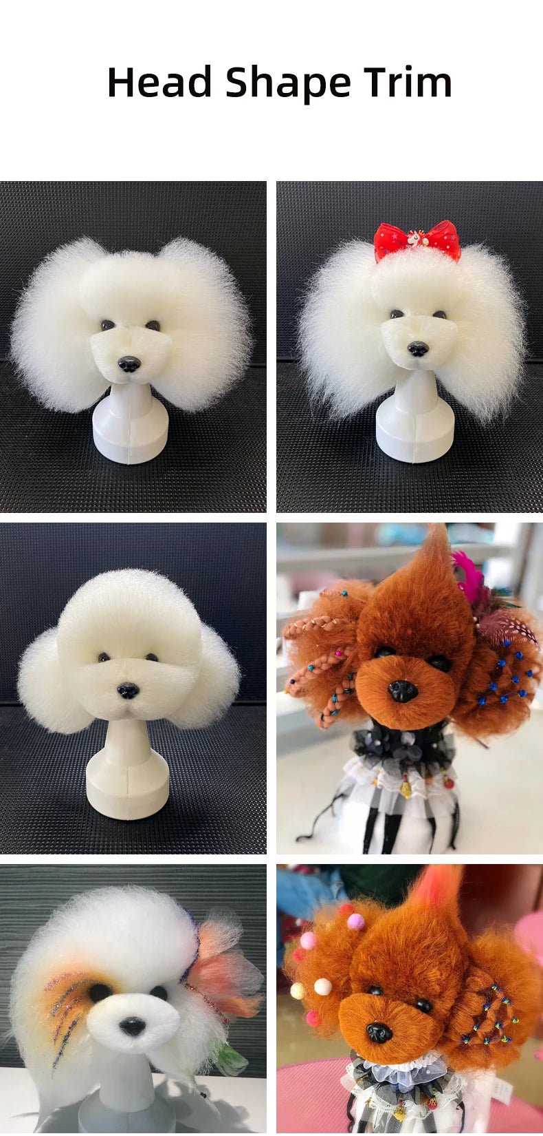 Pet simulated head hair fake dog head model beautician practice cutting dog hair dog body Wig Pet Grooming Trimming Practice - Furbury