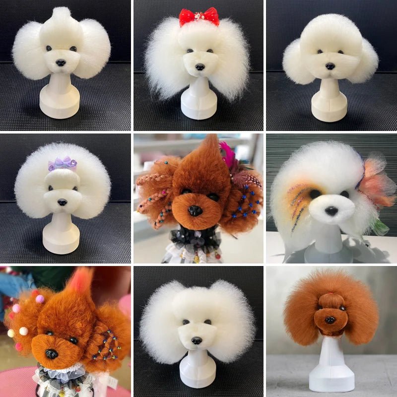 Pet simulated head hair fake dog head model beautician practice cutting dog hair dog body Wig Pet Grooming Trimming Practice - Furbury