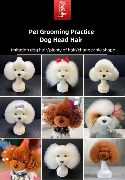 Pet simulated head hair fake dog head model beautician practice cutting dog hair dog body Wig Pet Grooming Trimming Practice - Furbury