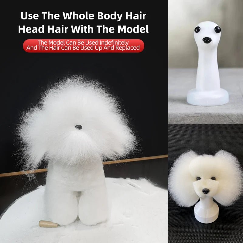 Pet simulated head hair fake dog head model beautician practice cutting dog hair dog body Wig Pet Grooming Trimming Practice - Furbury