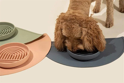 Pet supplies Slow Food Bowl Cat Anti - Knockover Anti - Slip Food Bowl Puppy Anti - choking Silicone Toy Food Plate - Furbury