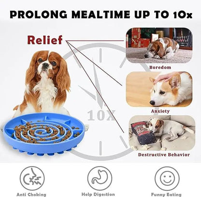 Pet supplies Slow Food Bowl Cat Anti - Knockover Anti - Slip Food Bowl Puppy Anti - choking Silicone Toy Food Plate - Furbury