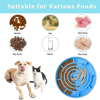 Pet supplies Slow Food Bowl Cat Anti - Knockover Anti - Slip Food Bowl Puppy Anti - choking Silicone Toy Food Plate - Furbury