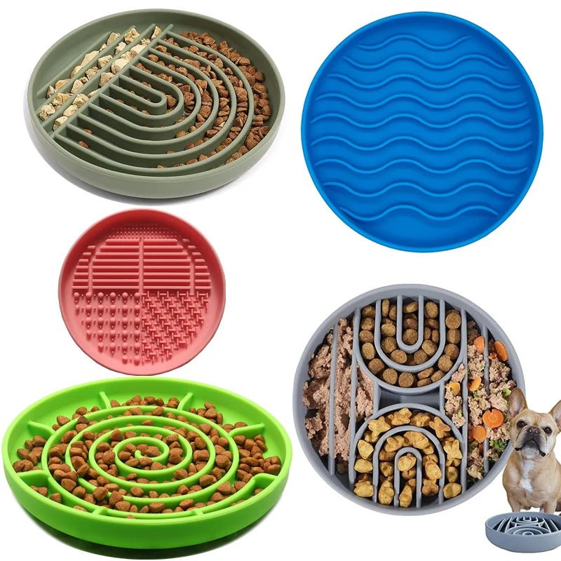 Pet supplies Slow Food Bowl Cat Anti - Knockover Anti - Slip Food Bowl Puppy Anti - choking Silicone Toy Food Plate - Furbury