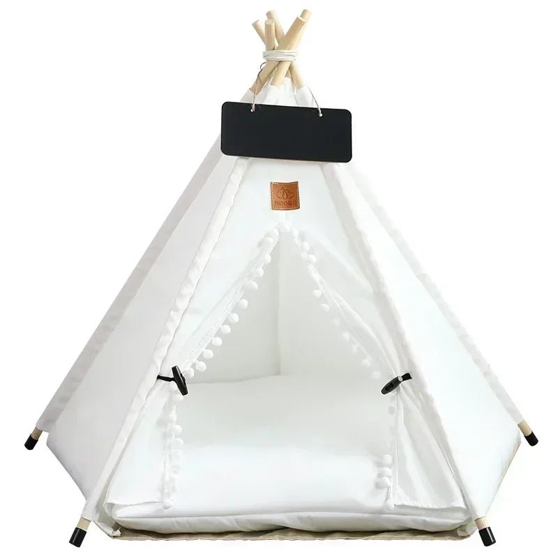 Pet Teepee Tent for Cats and Dogs Portable Removable Washable Dog House Indoor Puppies House with Cushion and Blackboard Cat Bed - Furbury