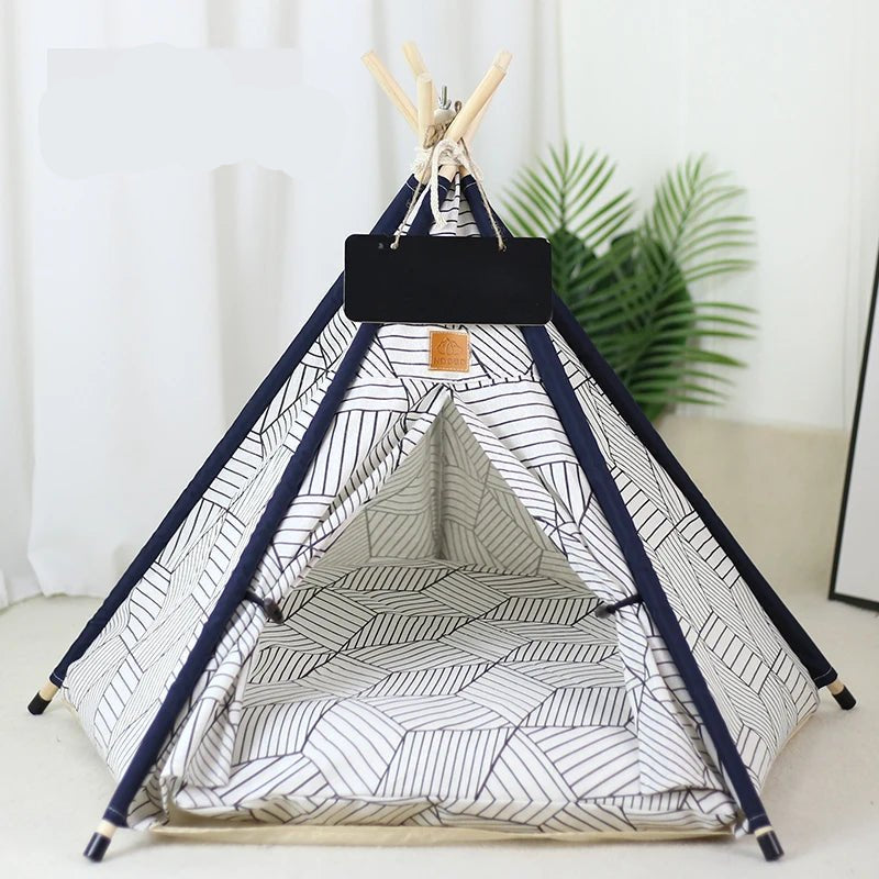 Pet Teepee Tent for Cats and Dogs Portable Removable Washable Dog House Indoor Puppies House with Cushion and Blackboard Cat Bed - Furbury