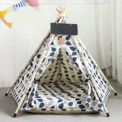 Pet Teepee Tent for Cats and Dogs Portable Removable Washable Dog House Indoor Puppies House with Cushion and Blackboard Cat Bed - Furbury