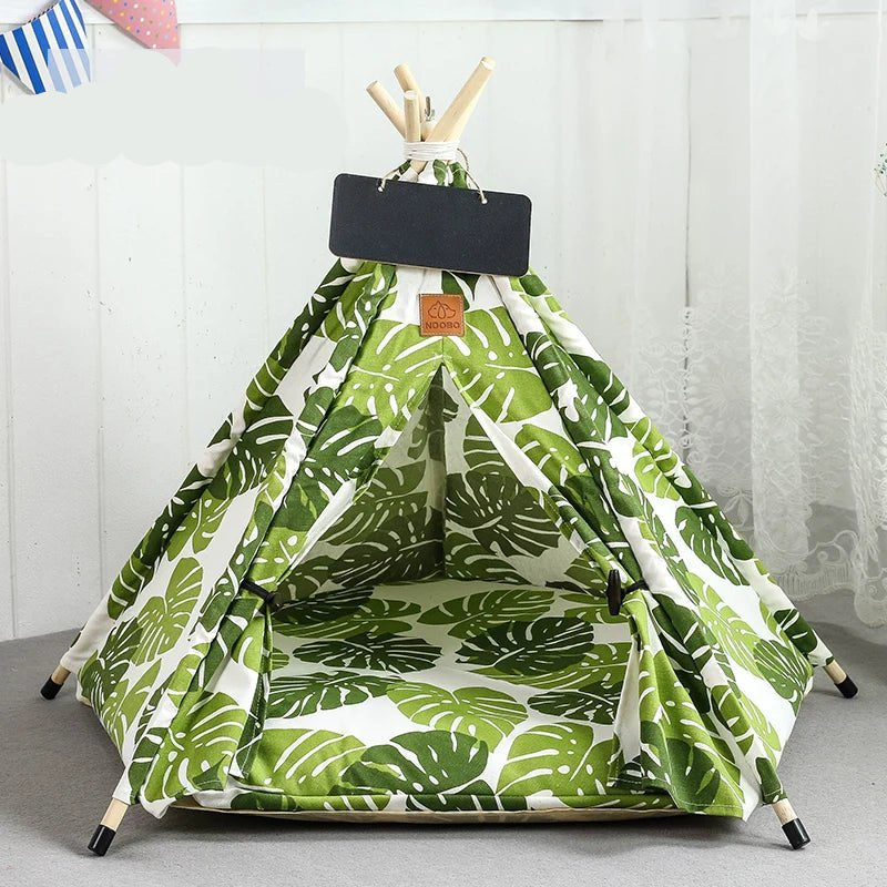 Pet Teepee Tent for Cats and Dogs Portable Removable Washable Dog House Indoor Puppies House with Cushion and Blackboard Cat Bed - Furbury