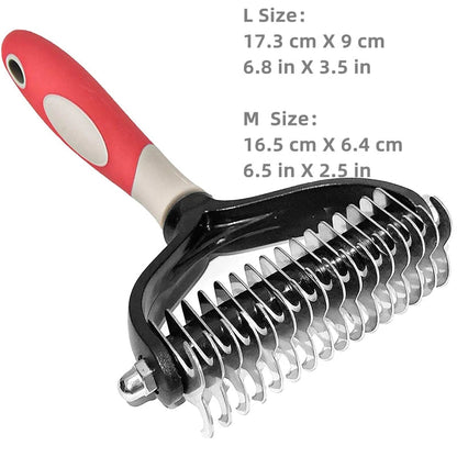 Pets Stainless Steel Grooming Brush Two - Sided Shedding and Dematting Undercoat Rake Comb for Dog Cat Remove Knots Tangles Easily - Furbury