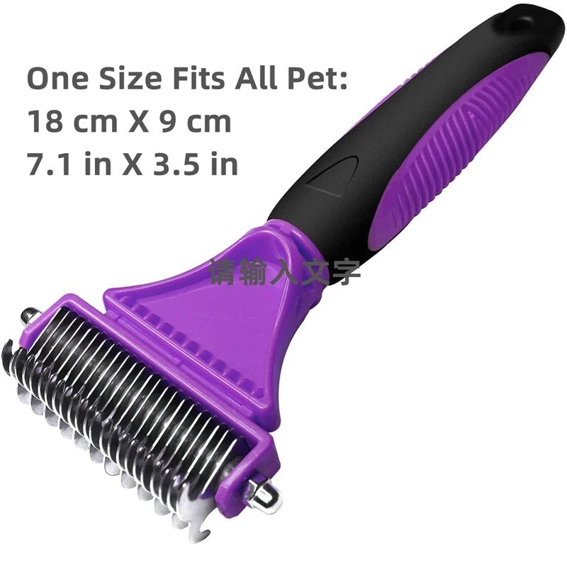 Pets Stainless Steel Grooming Brush Two - Sided Shedding and Dematting Undercoat Rake Comb for Dog Cat Remove Knots Tangles Easily - Furbury