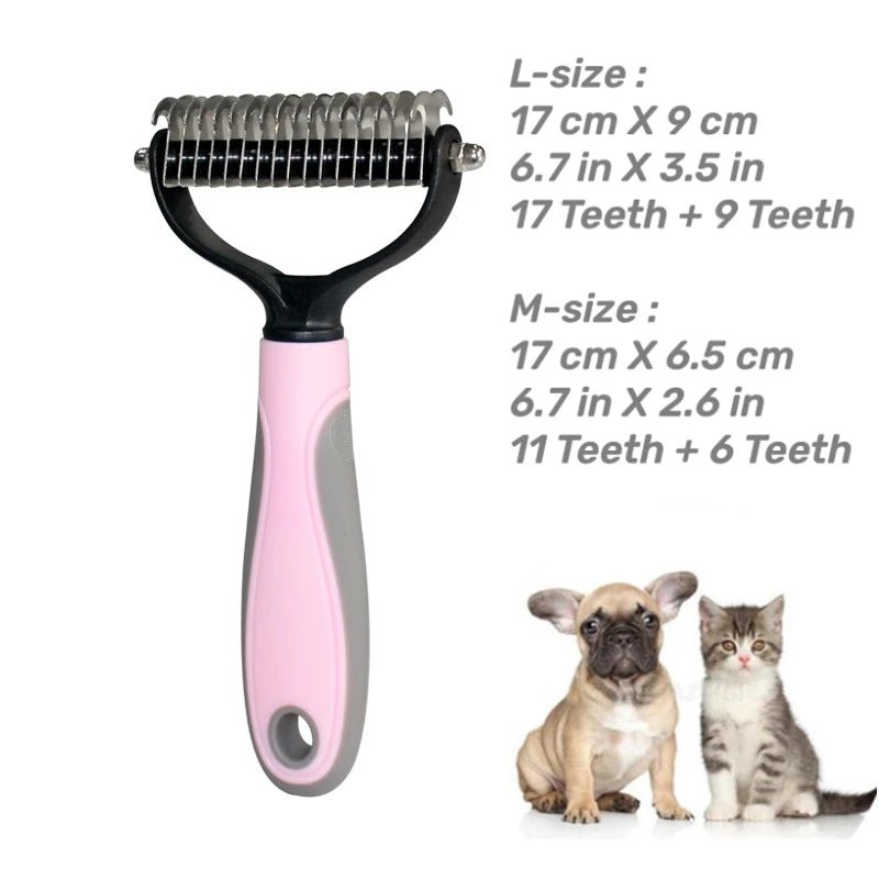 Pets Stainless Steel Grooming Brush Two - Sided Shedding and Dematting Undercoat Rake Comb for Dog Cat Remove Knots Tangles Easily - Furbury