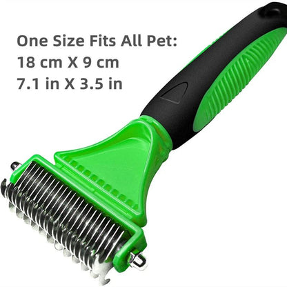 Pets Stainless Steel Grooming Brush Two - Sided Shedding and Dematting Undercoat Rake Comb for Dog Cat Remove Knots Tangles Easily - Furbury