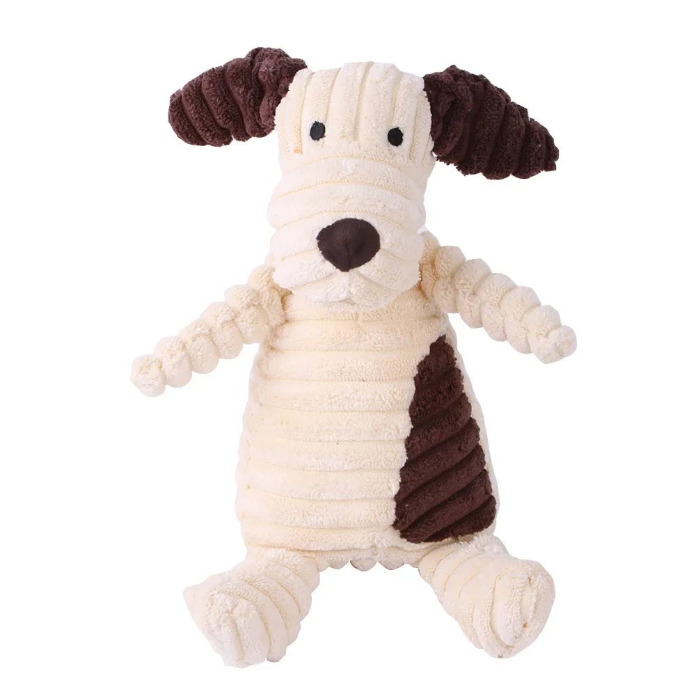 Plush Dog Toy Animals Shape Bite Resistant Squeaky Toys Corduroy Dog Toys for Small Large Dogs Puppy Pets Training Accessories - Furbury