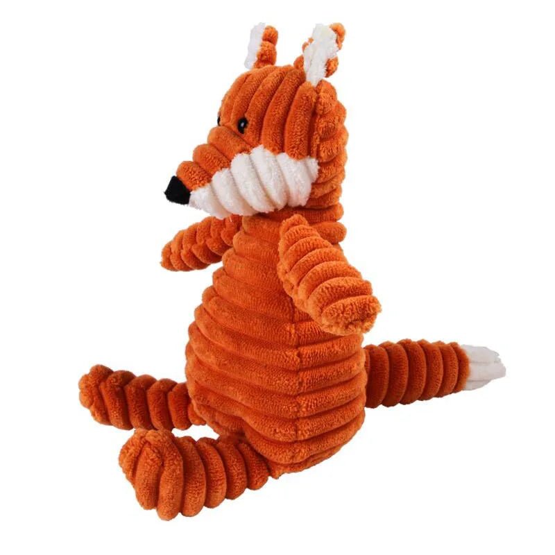 Plush Dog Toy Animals Shape Bite Resistant Squeaky Toys Corduroy Dog Toys for Small Large Dogs Puppy Pets Training Accessories - Furbury