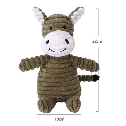 Plush Dog Toy Animals Shape Bite Resistant Squeaky Toys Corduroy Dog Toys for Small Large Dogs Puppy Pets Training Accessories - Furbury