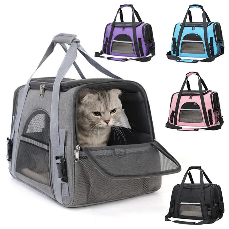 Portable Dog Cat Carrier Bag Pet Puppy Travel Bags Breathable Mesh Foldable Cats Dog Handbag Travel Pet Bag Transport Bag - Furbury