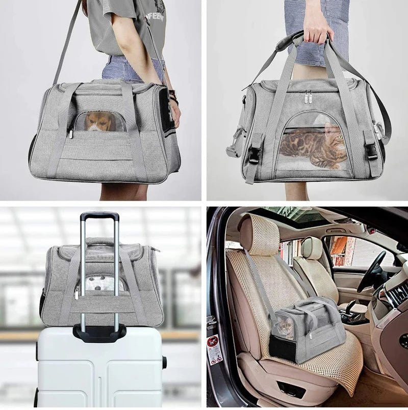 Portable Dog Cat Carrier Bag Pet Puppy Travel Bags Breathable Mesh Foldable Cats Dog Handbag Travel Pet Bag Transport Bag - Furbury