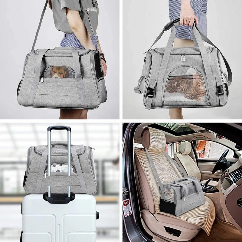 Portable Dog Cat Carrier Bag Pet Puppy Travel Bags Breathable Mesh Foldable Cats Dog Handbag Travel Pet Bag Transport Bag - Furbury