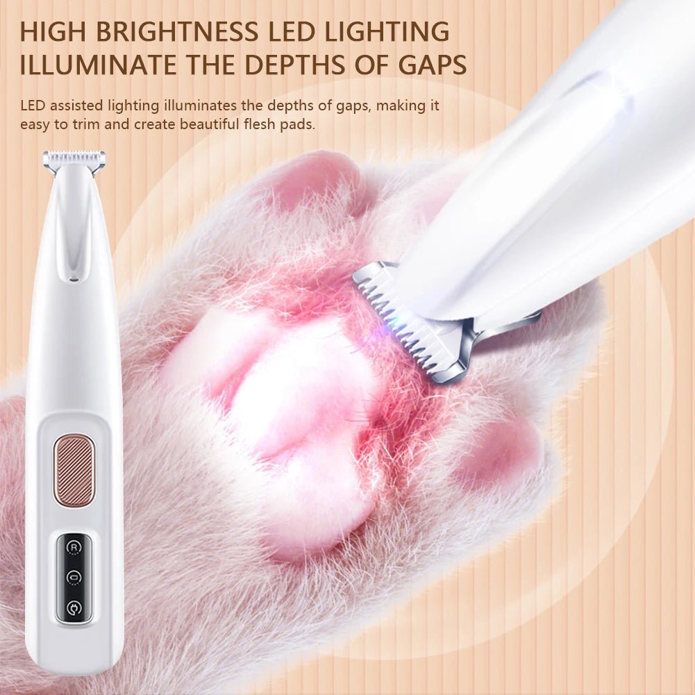 Portable Dog Paw Trimmer with Led Light Rechargeable Cordless Nail Grinder Shaver for Cats And Other Pets Nail Grooming Tools - Furbury