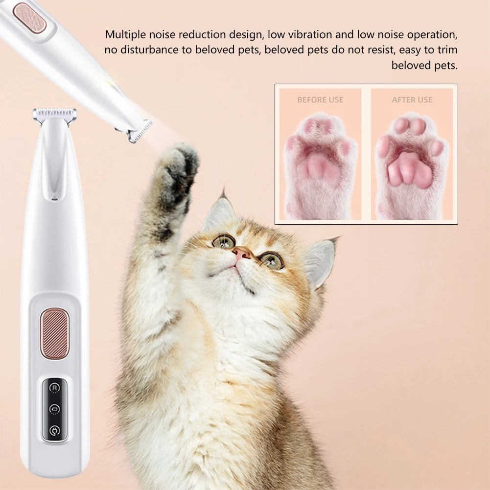 Portable Dog Paw Trimmer with Led Light Rechargeable Cordless Nail Grinder Shaver for Cats And Other Pets Nail Grooming Tools - Furbury